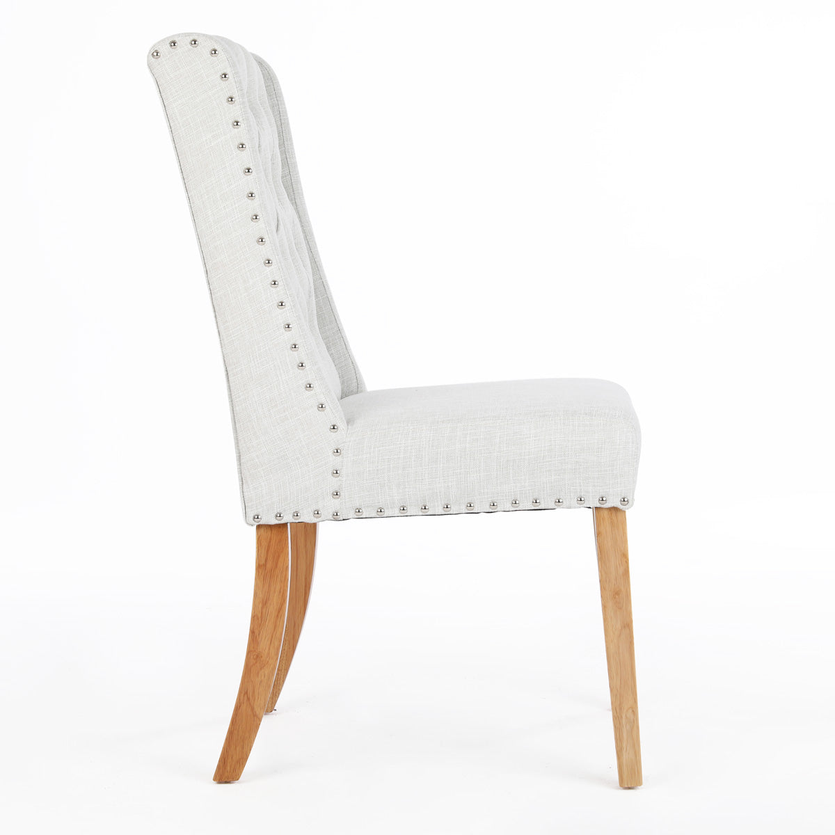 Noel Wingback Dining Chairs (Set of 2, Beige Fabric / Natural Legs)