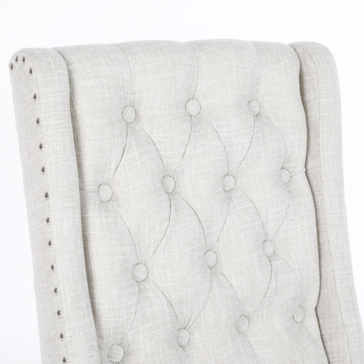 Noel Wingback Dining Chairs (Set of 2, Beige Fabric / Natural Legs)