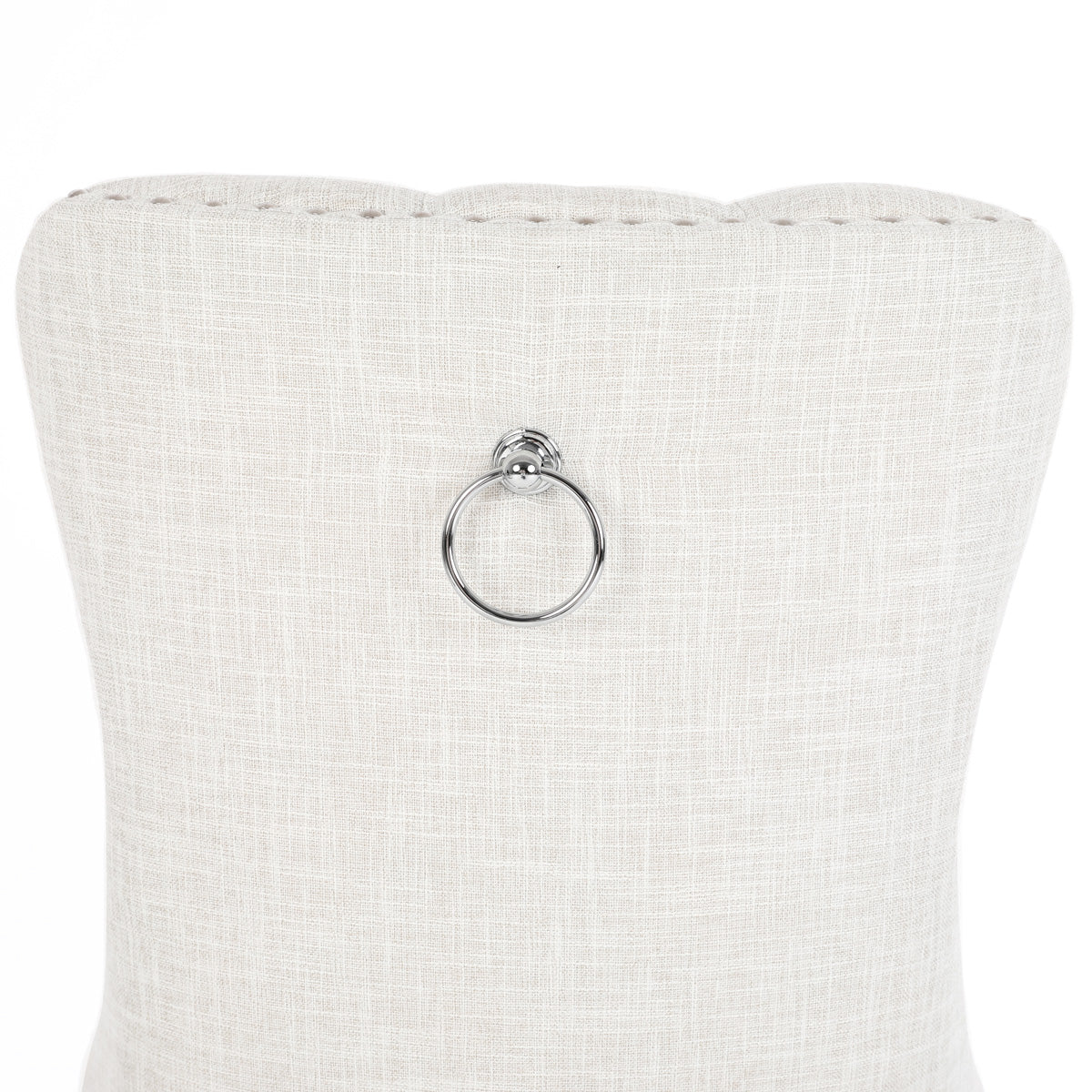 Chanel Scoop Back Dining Chairs with Ring Handle (Set of 2, Beige Fabric / Natural Legs)