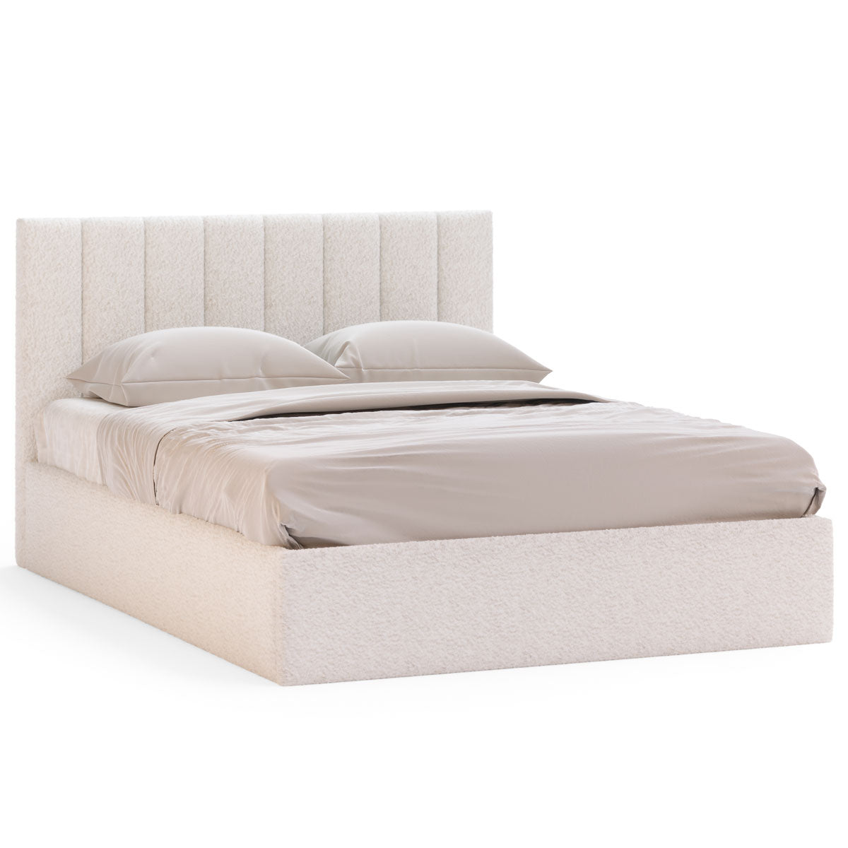 Ormond Gas Lift Storage Bed Frame (Ivory White Boucle Fabric)