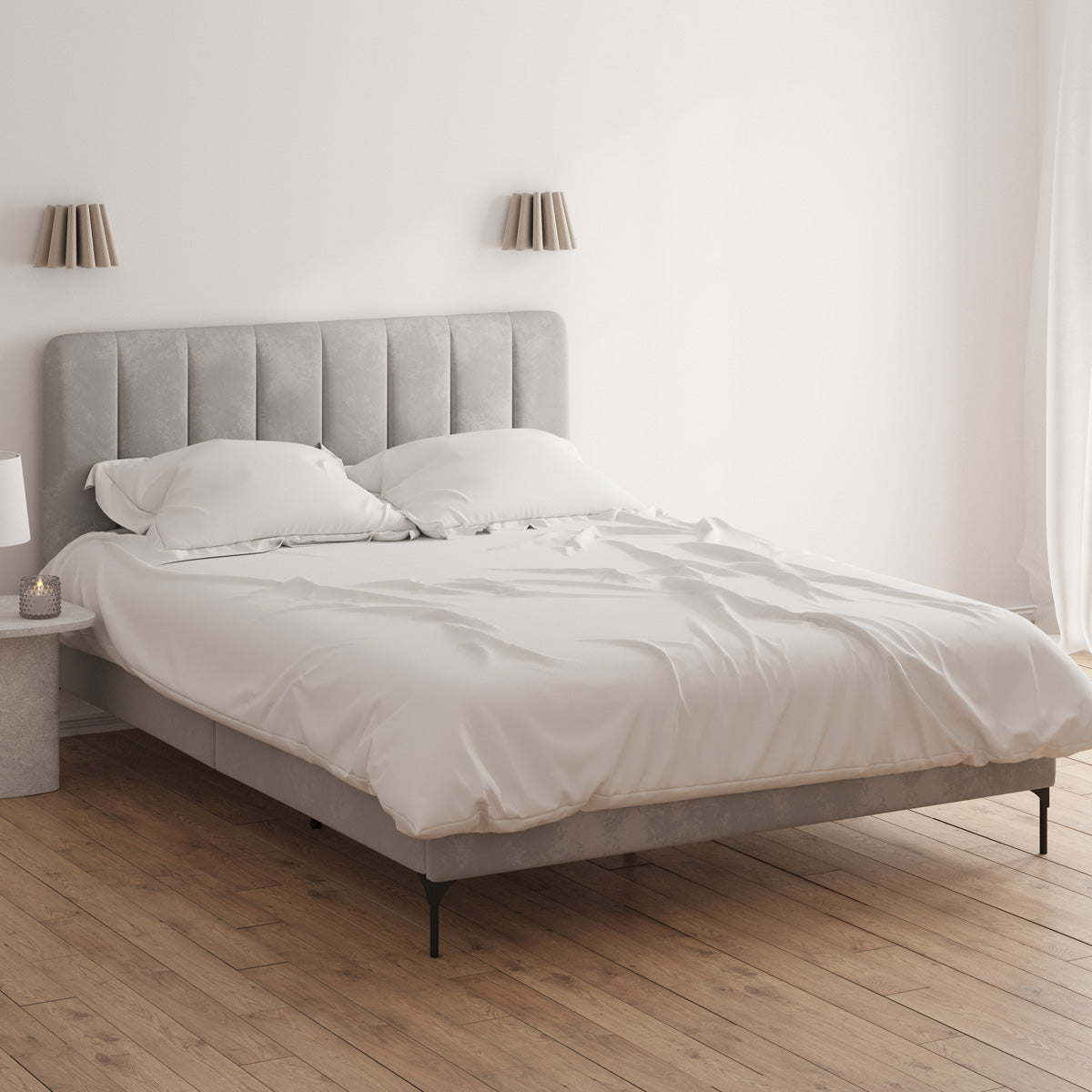 Souffle Fabric Bed Frame (Taupe Velvet)
