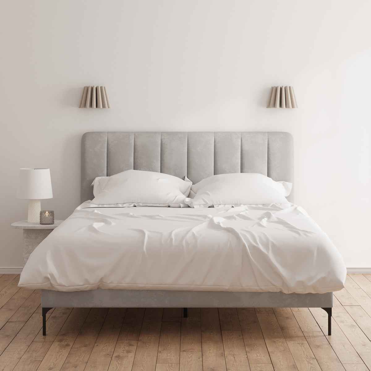 Souffle Fabric Bed Frame (Taupe Velvet)