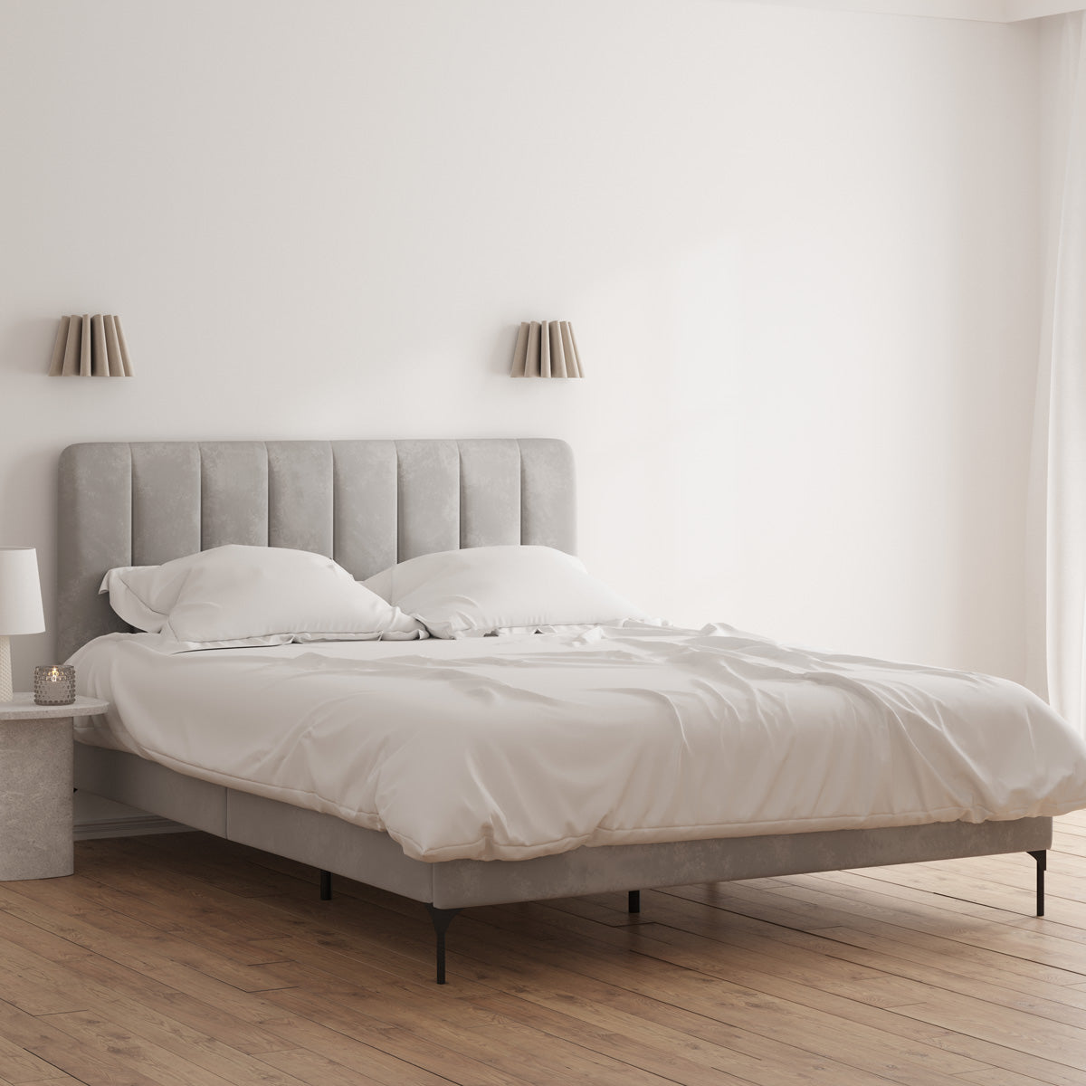 Souffle Fabric Bed Frame (Taupe Velvet)