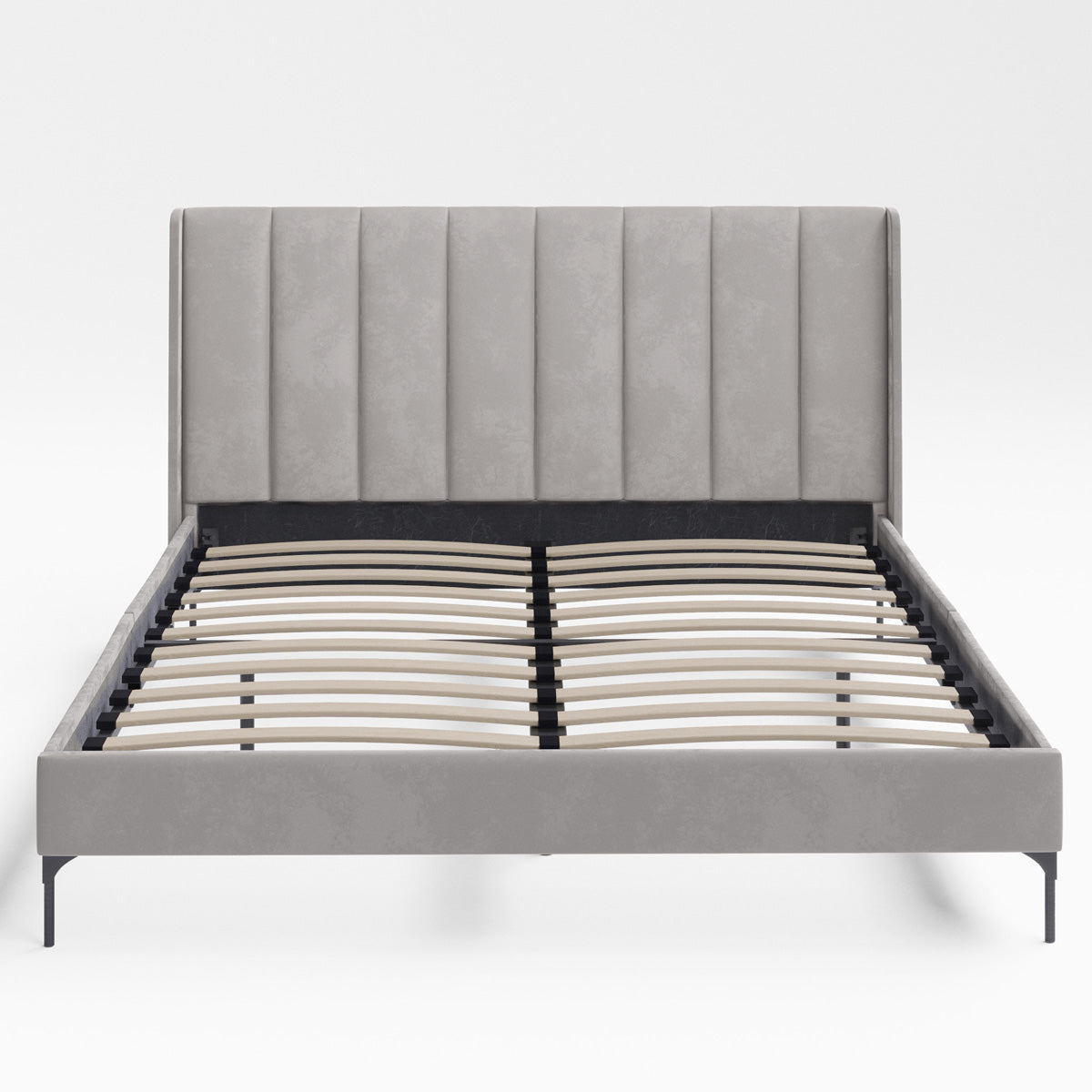 Brooklyn Fabric Wing Bed Frame (Taupe Velvet)