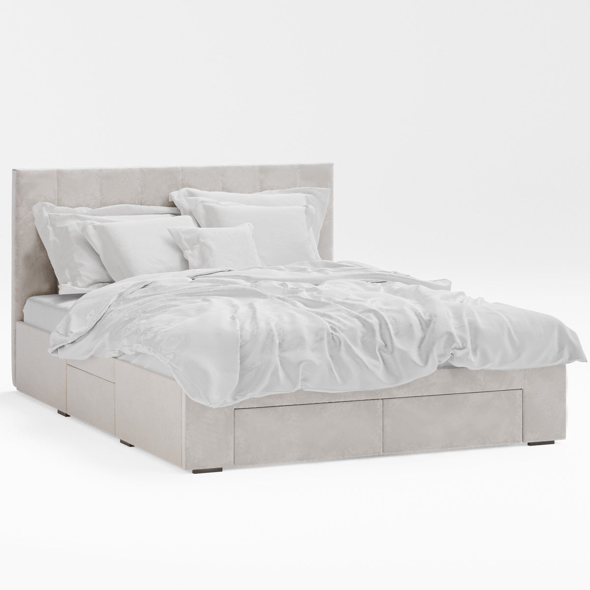Ormond Storage Bed Frame with Four Extra Large Drawers (Taupe Velvet)