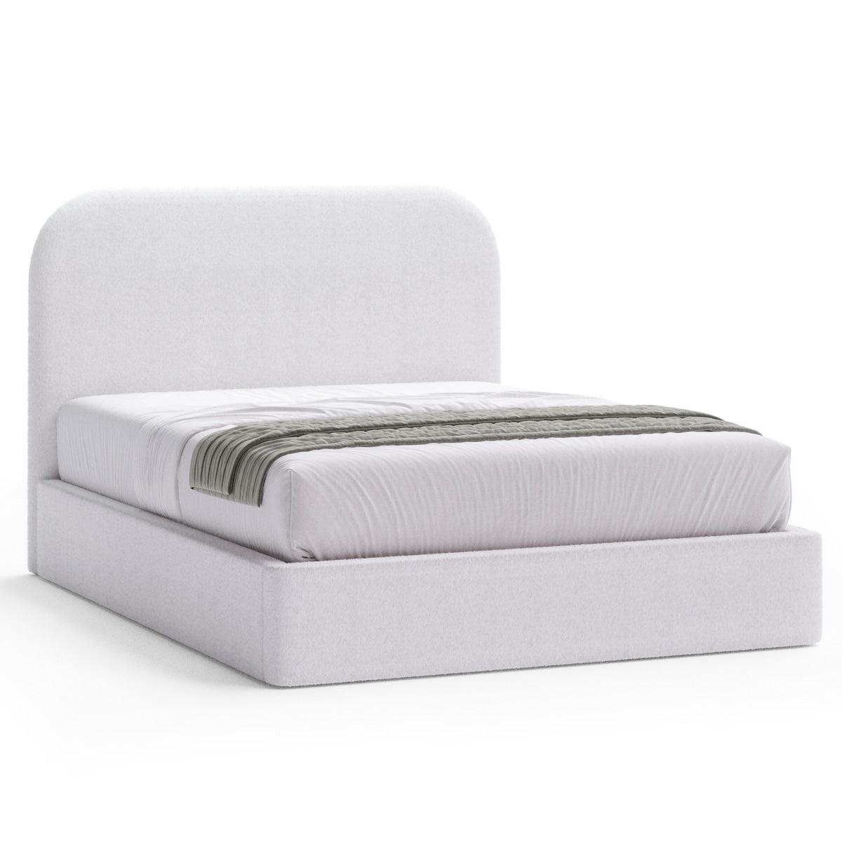 Pablo Upholstered Bed Frame (Snow White Boucle Fabric)