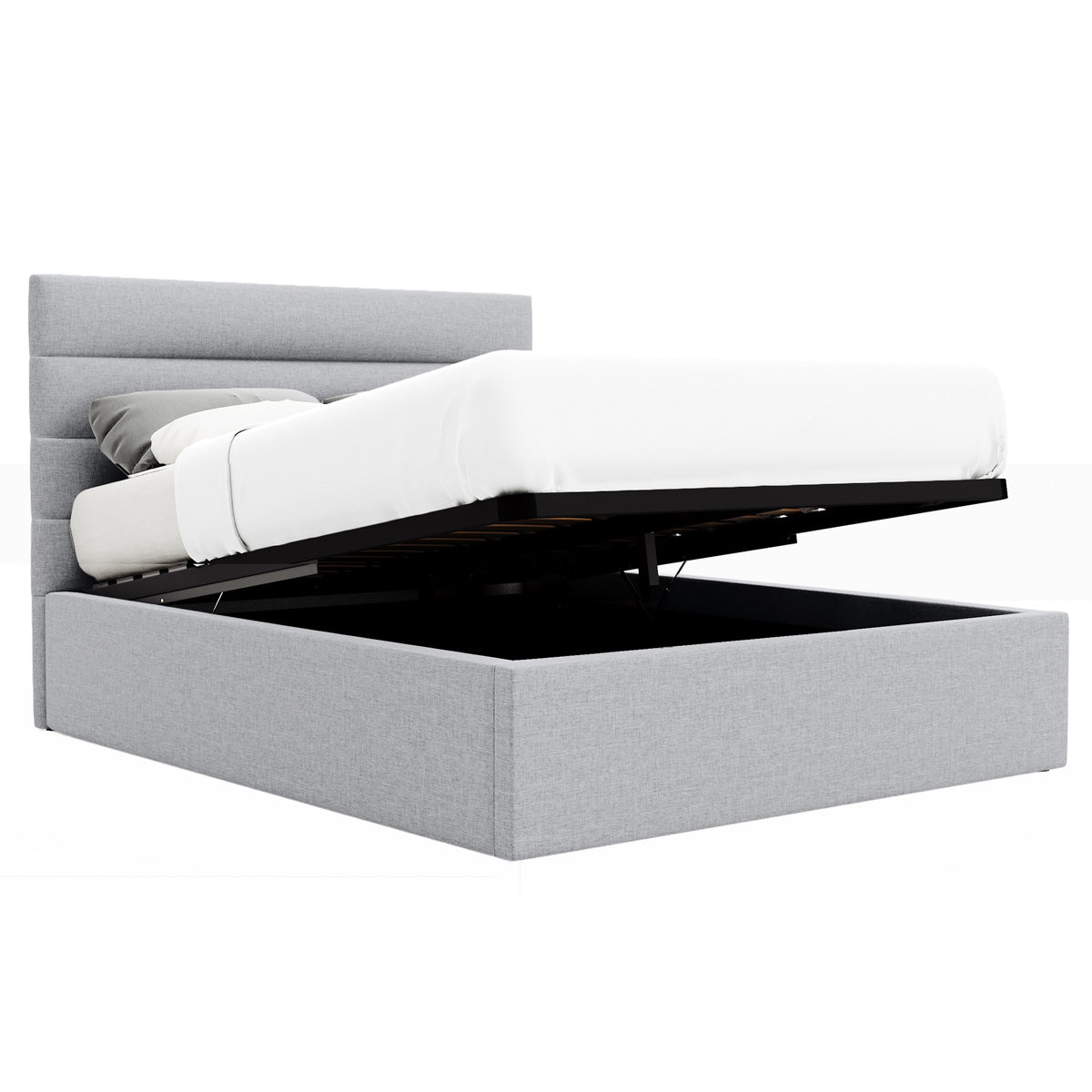 Benny Gas Lift Storage Bed Frame (Grey Fabric)