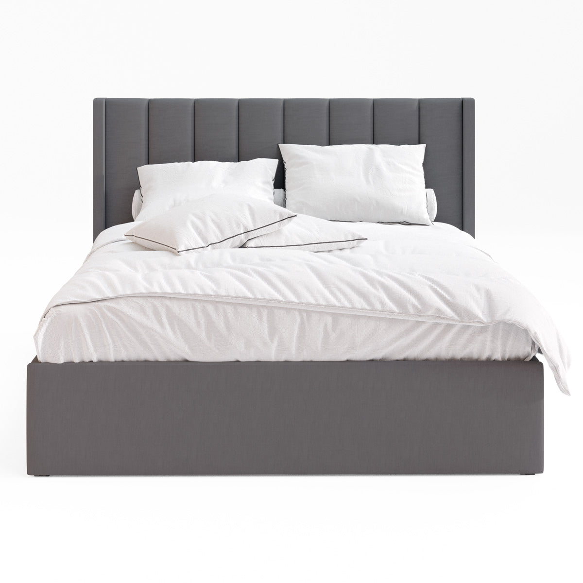 Emilie Gas Lift Storage Wing Bed Frame (Charcoal Fabric)