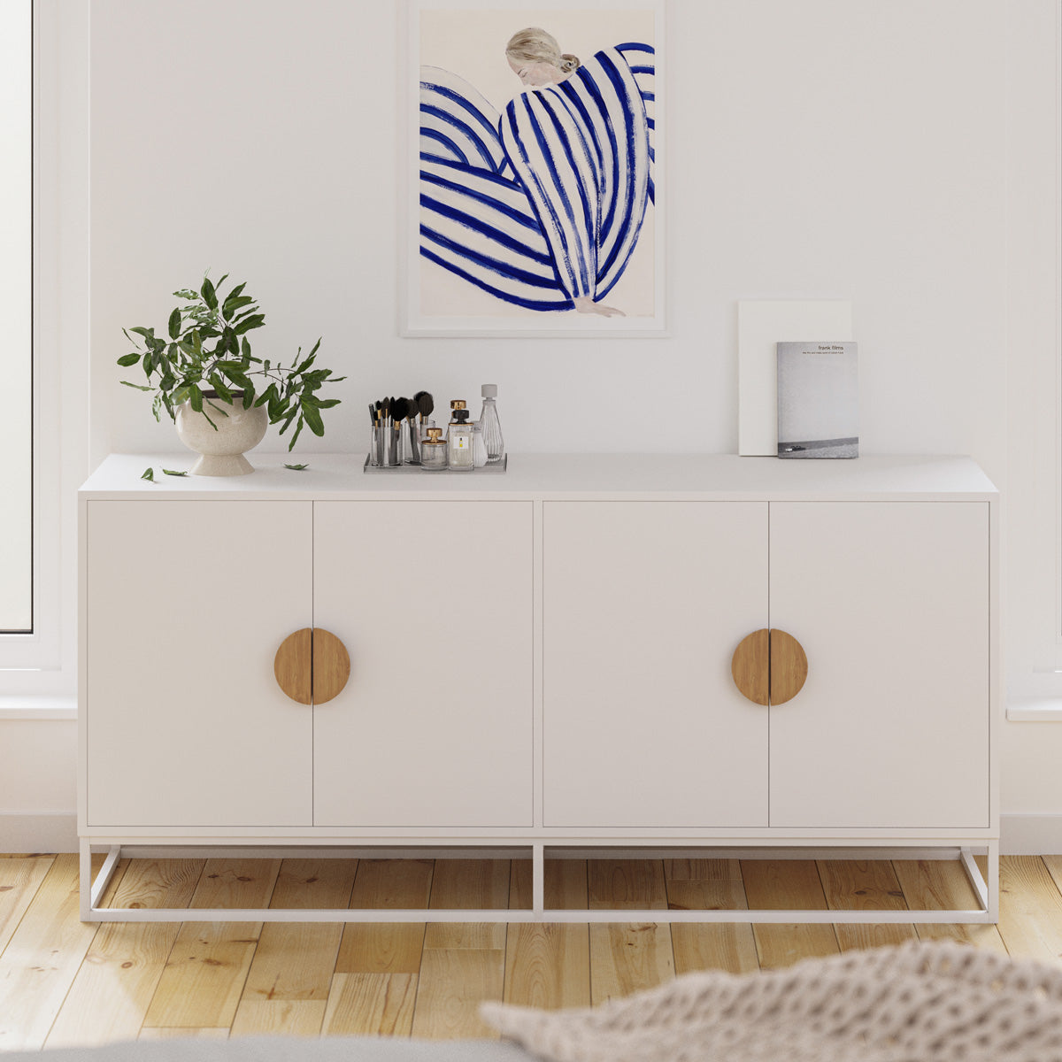White Sideboard Buffet Unit (160cm Zodiac Collection)