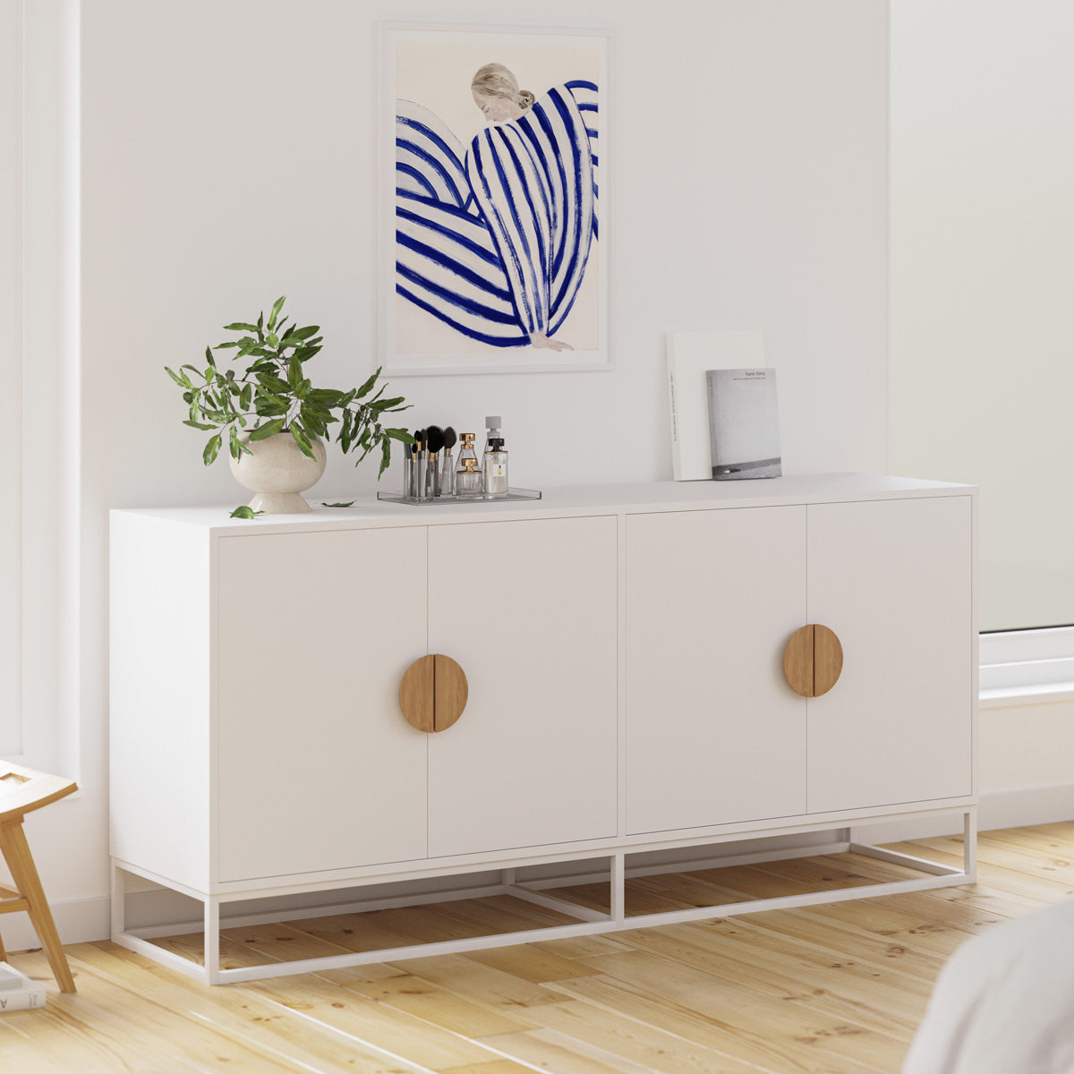 White Sideboard Buffet Unit (160cm Zodiac Collection)