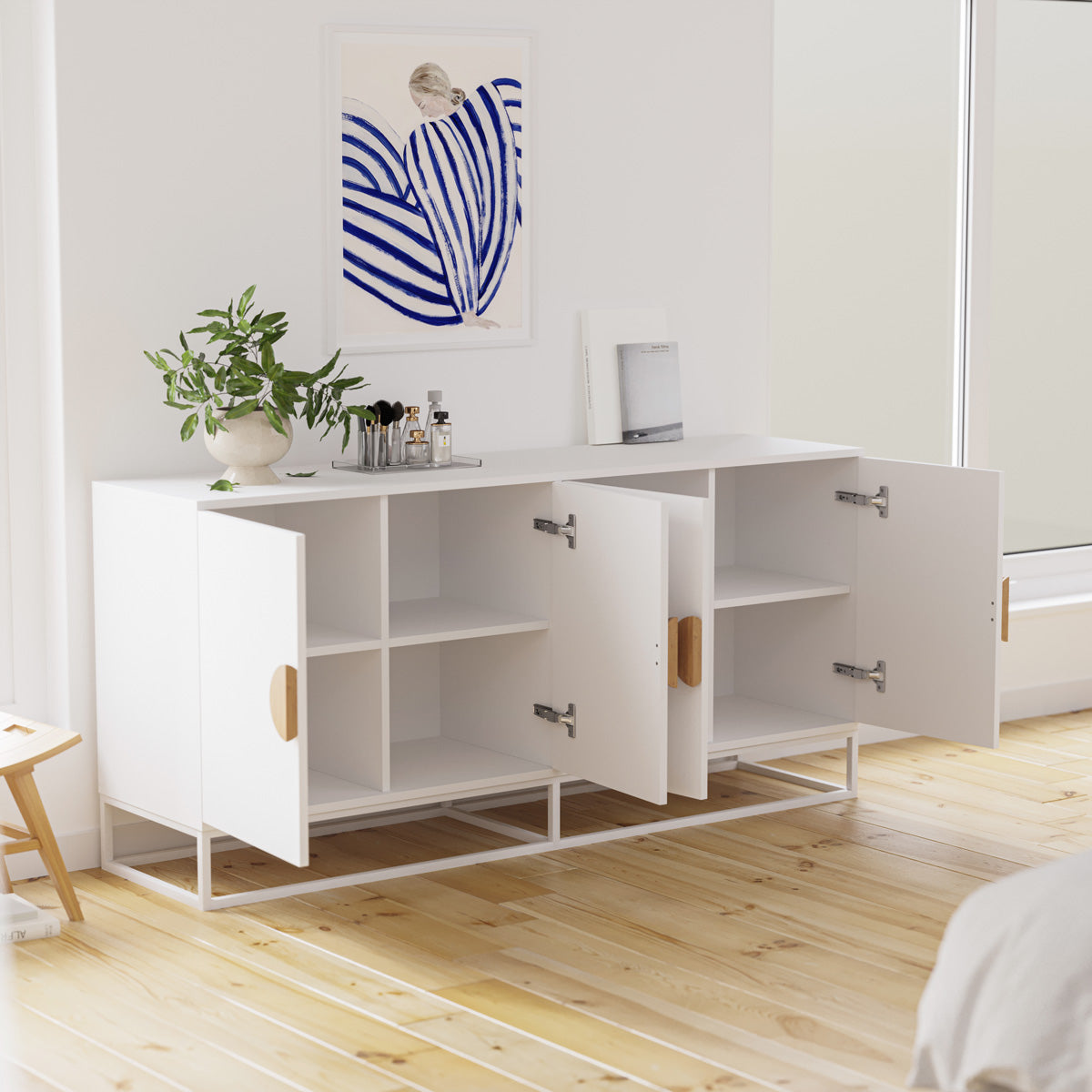 White Sideboard Buffet Unit (160cm Zodiac Collection)
