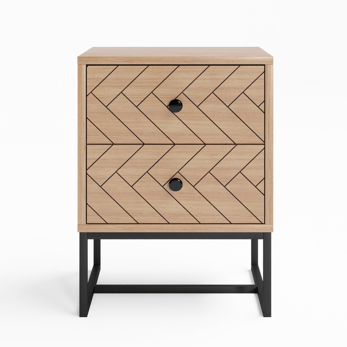 Oak Colour Wooden Bedside Table (Carve Collection)