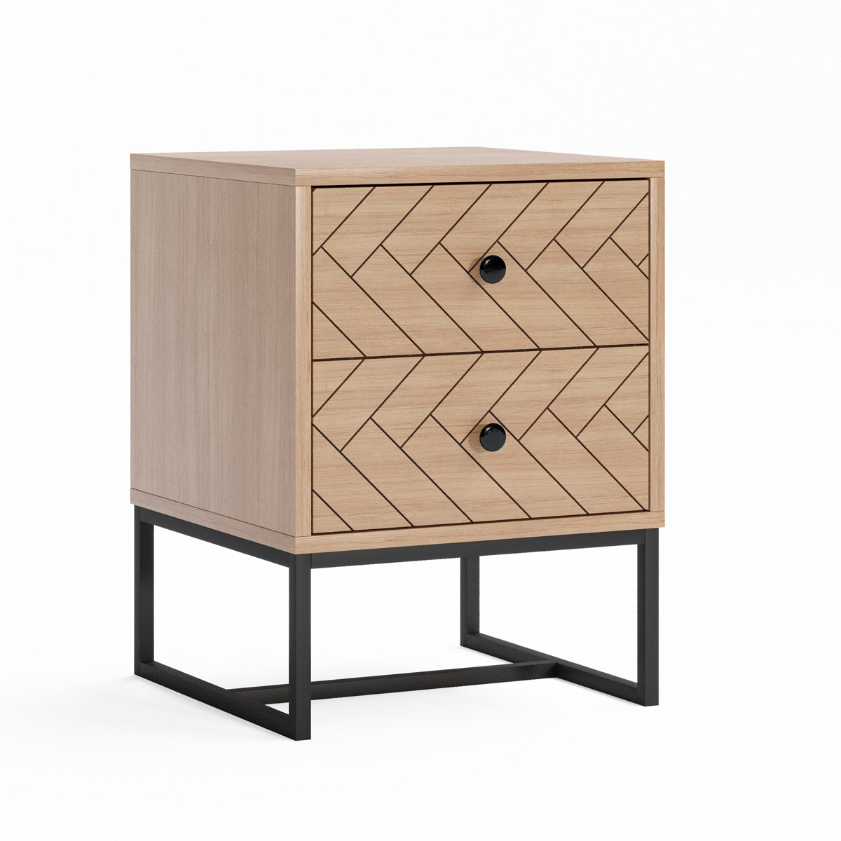 Oak Colour Wooden Bedside Table (Carve Collection)