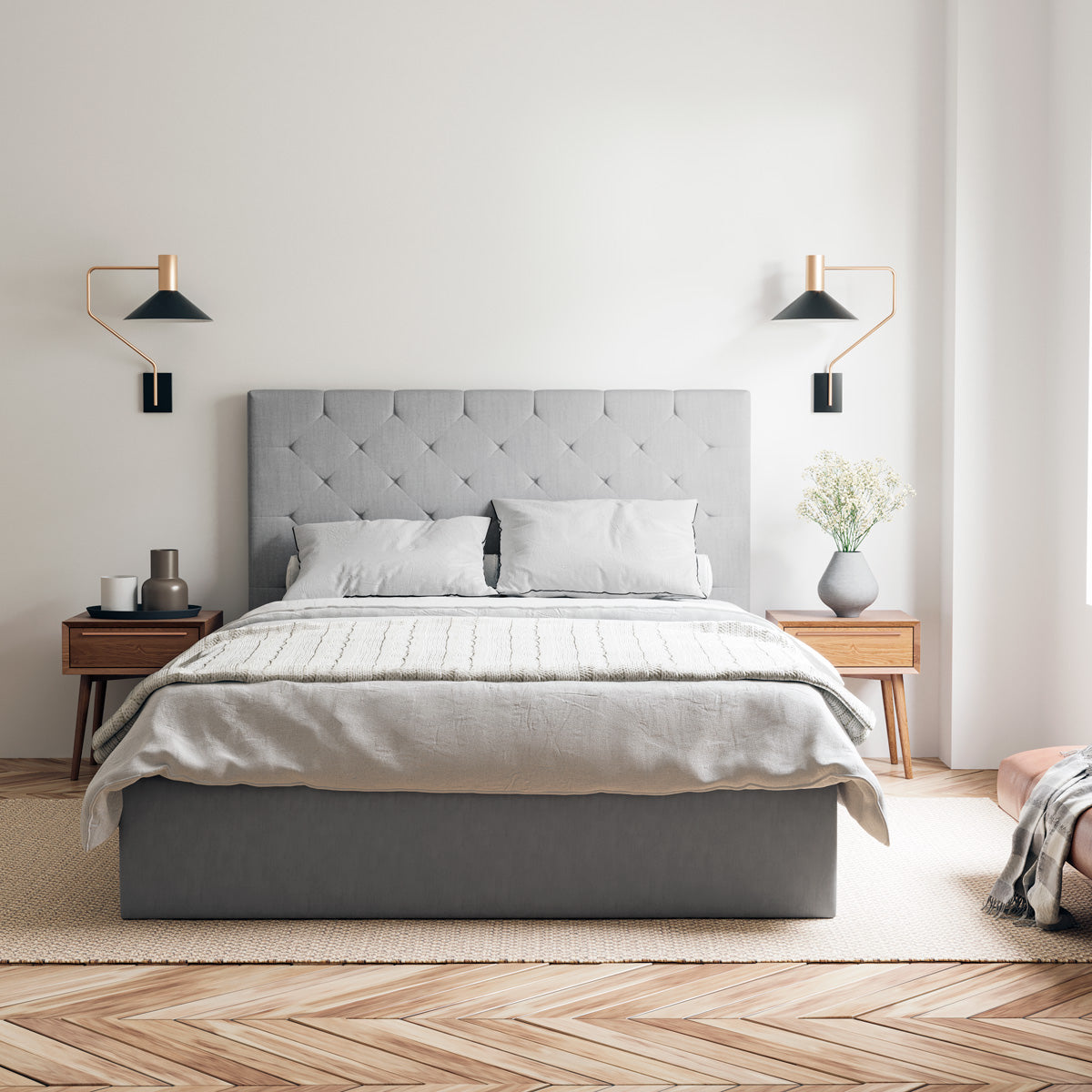 Webster Gas Lift Storage Bed Frame (Grey Fabric)