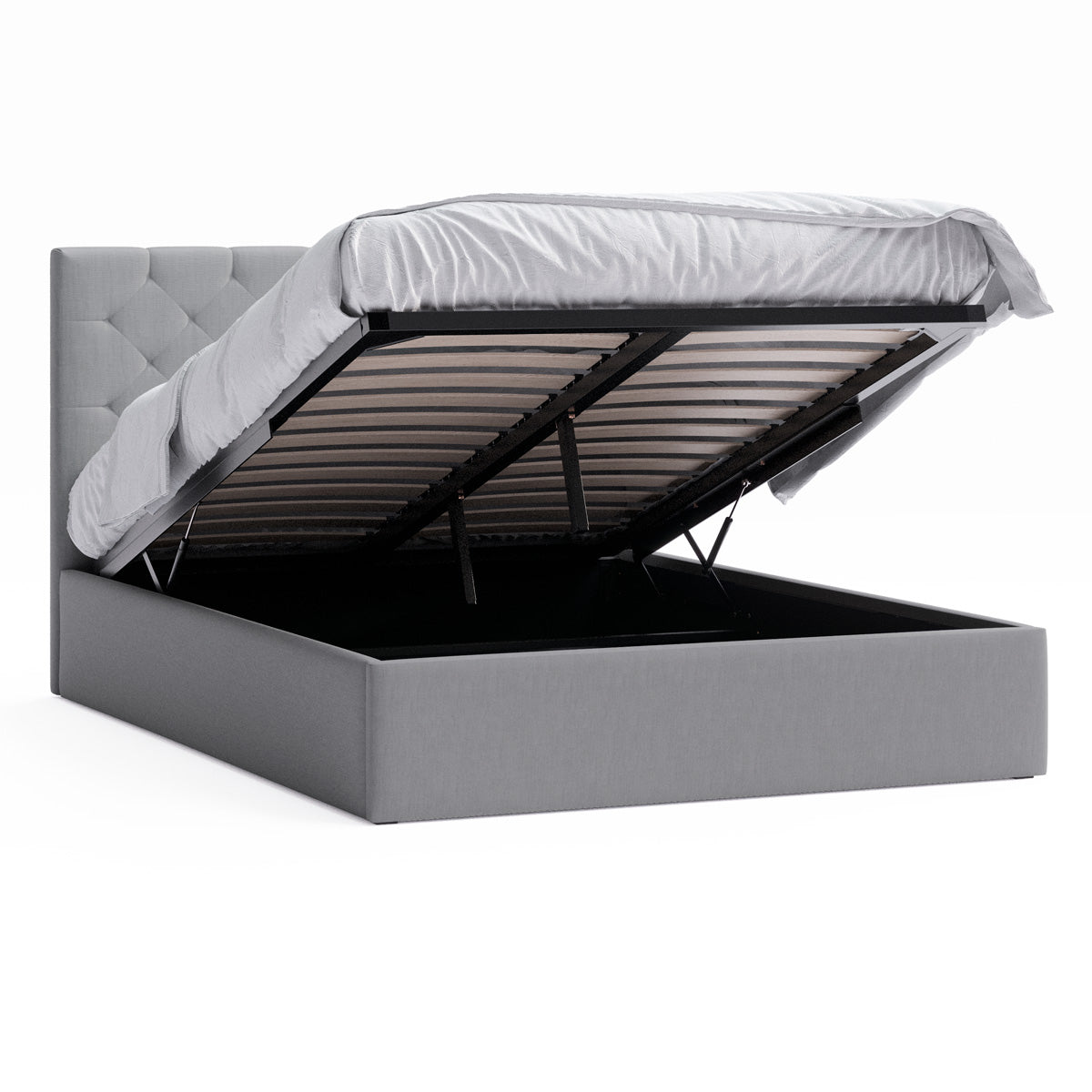 Webster Gas Lift Storage Bed Frame (Grey Fabric)