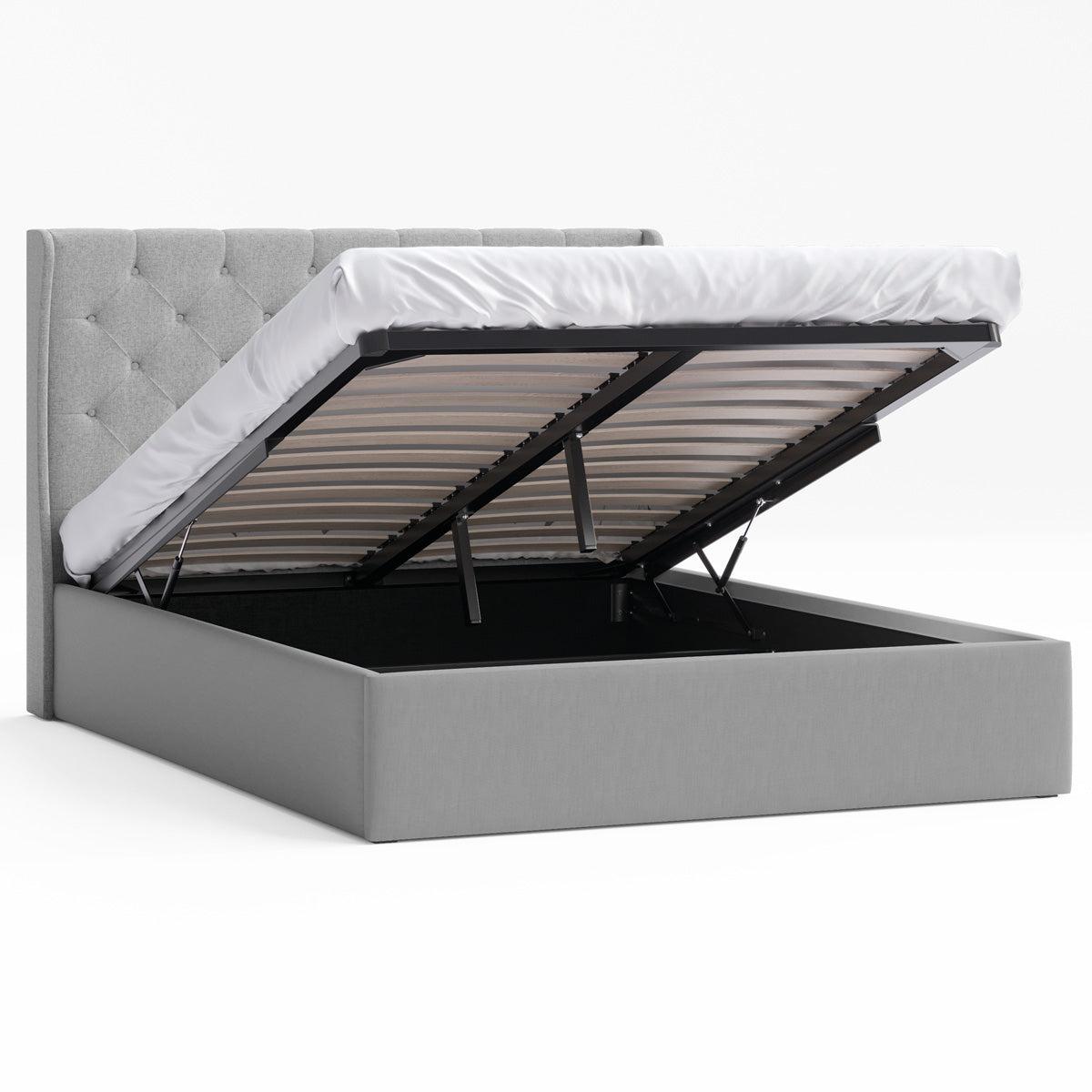 Stella Gas Lift Storage Wing Bed Frame (Grey Fabric)