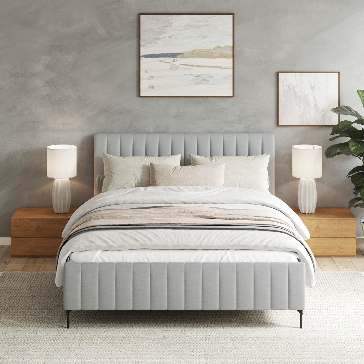 Coco Fabric Upholstered Bed Frame (Grey)