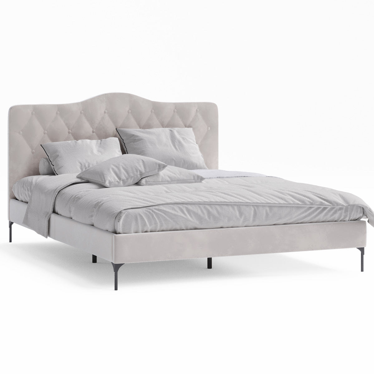 Dawn Upholstered Fabric Bed Frame (Taupe Velvet)