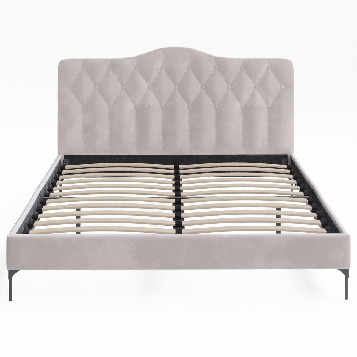 Dawn Upholstered Fabric Bed Frame (Taupe Velvet)
