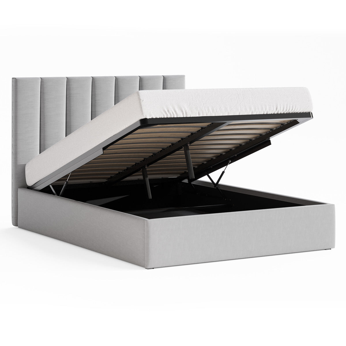 Celine Gas Lift Storage Bed Frame (Grey Fabric)
