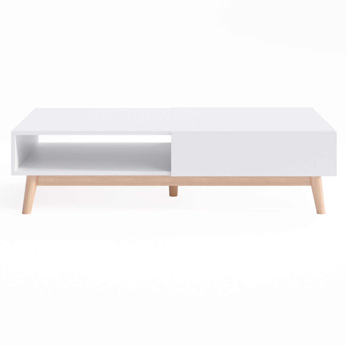 White Coffee Table with Solid Wood Legs (Aspen Collection)