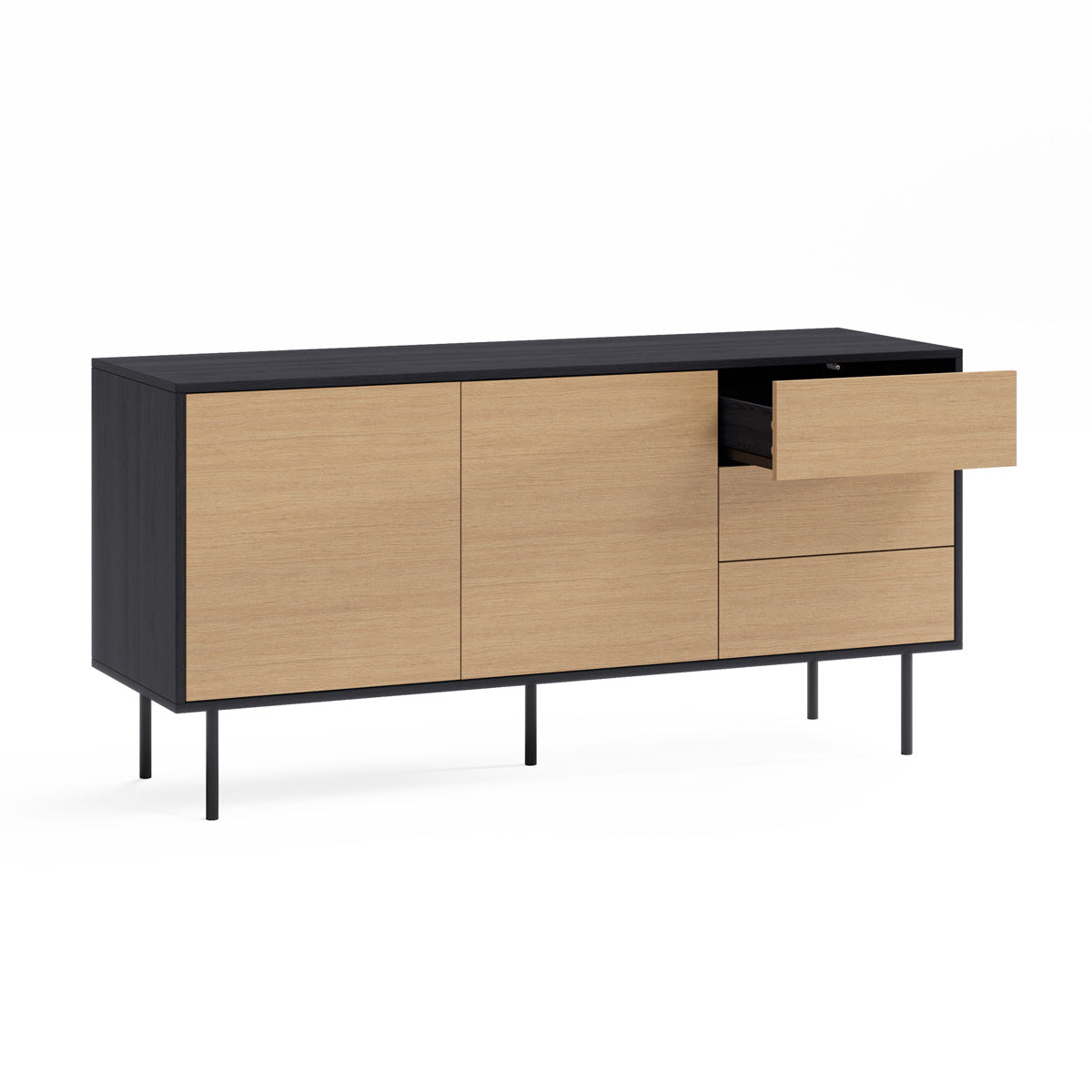 Black Sideboard Buffet Unit with Metal Legs (Harvey Collection)