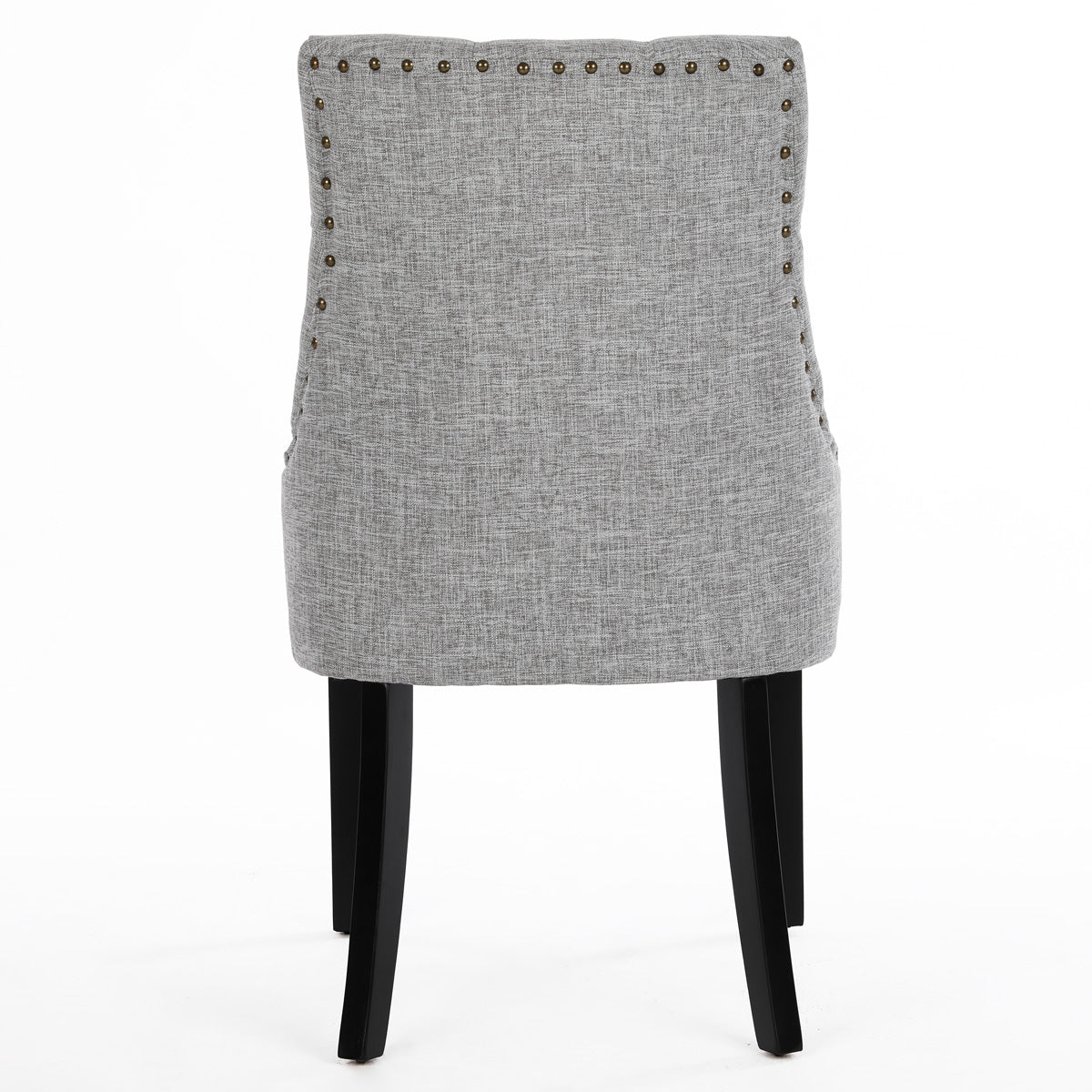 Chloe Scoop Back Dining Chairs (Set of 2, Grey Fabric / Black Legs)