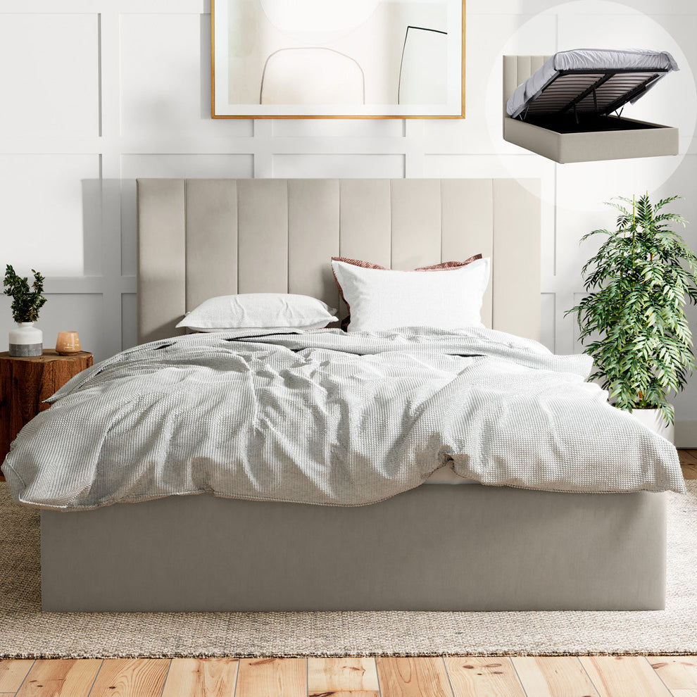 Ormond Gas Lift Storage Bed Frame (Natural Beige Fabric) Tommy Swiss — free download