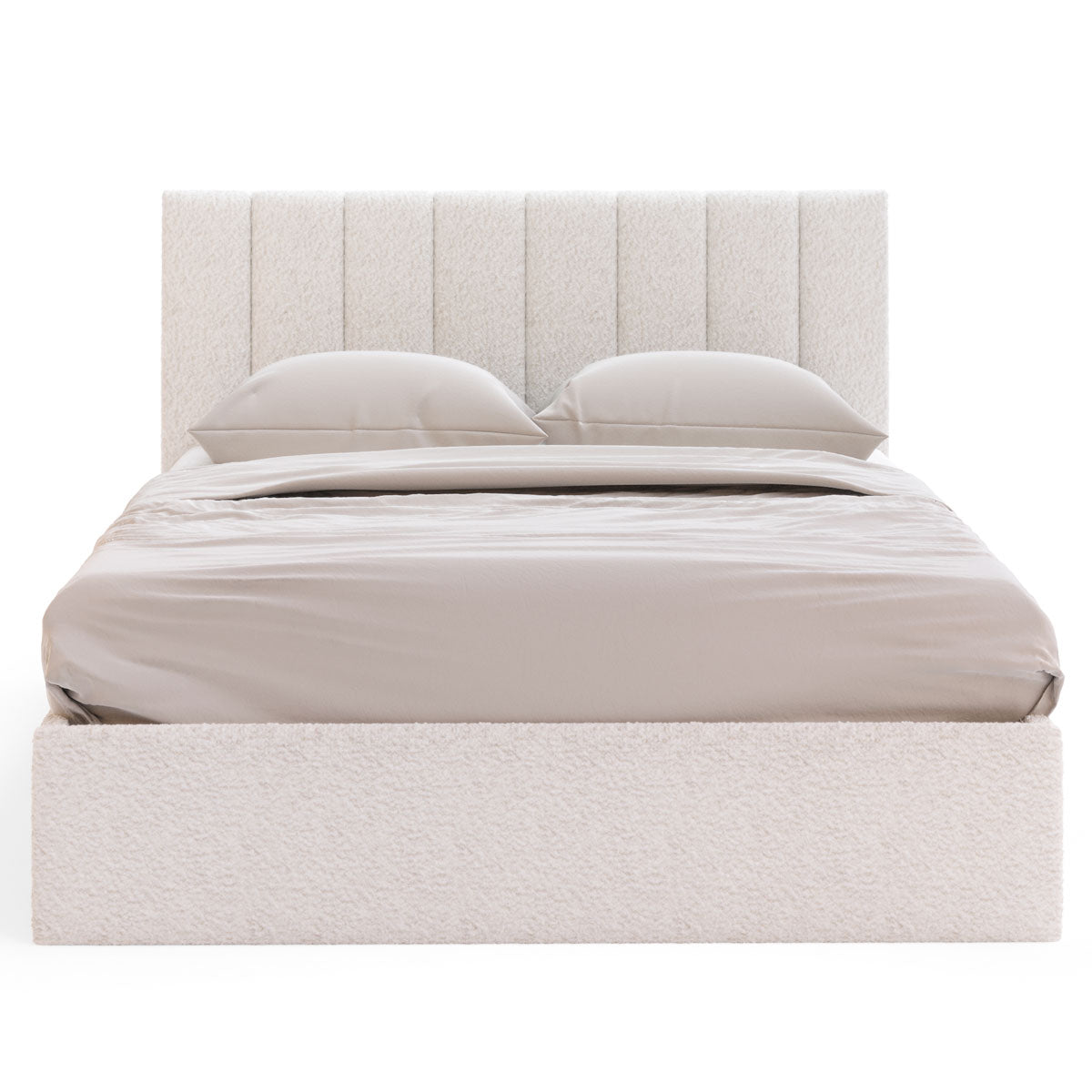 Ormond Gas Lift Storage Bed Frame (Ivory White Boucle Fabric)