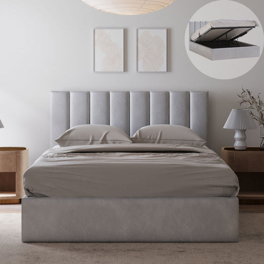 Ormond Gas Lift Storage Bed Frame (Taupe Velvet)