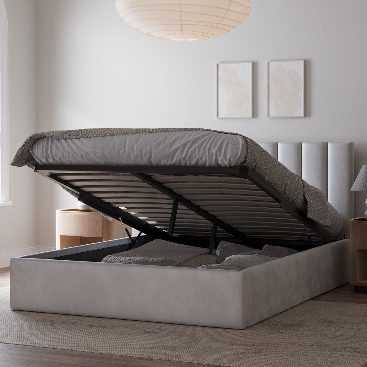 Ormond Gas Lift Storage Bed Frame (Taupe Velvet) Tommy Swiss — free download