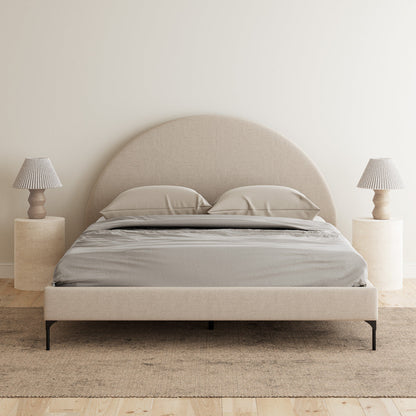 Arch Upholstered Bed Frame (Natural Beige Fabric)