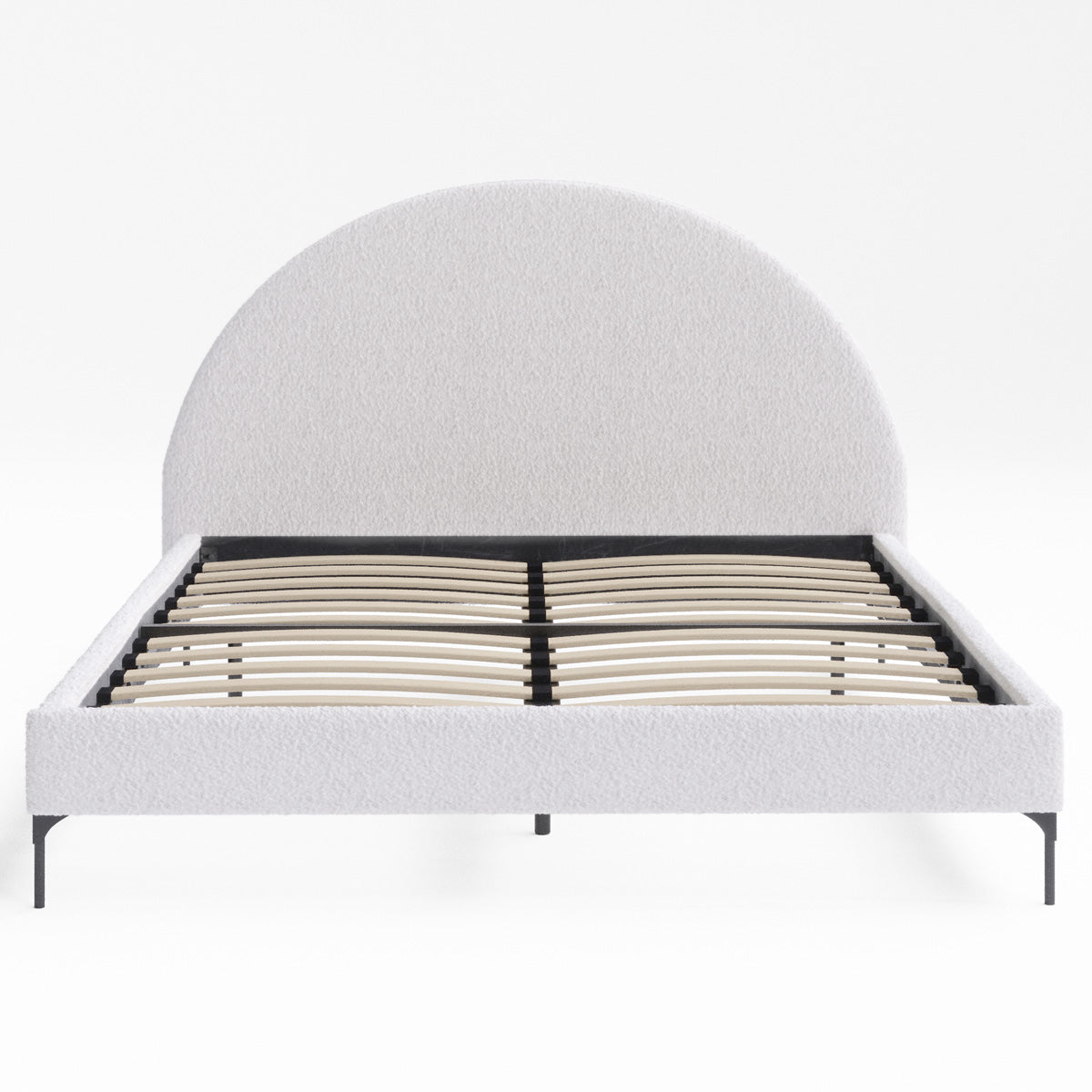 Arch Upholstered Bed Frame (Ivory White Boucle Fabric)