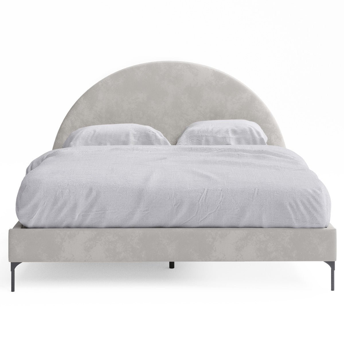 Arch Upholstered Bed Frame (Taupe White Velvet Fabric)