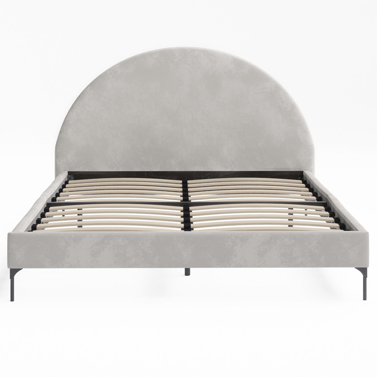 Arch Upholstered Bed Frame (Taupe White Velvet Fabric)