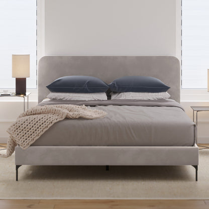 Soho Fabric Bed Frame (Taupe White Velvet)