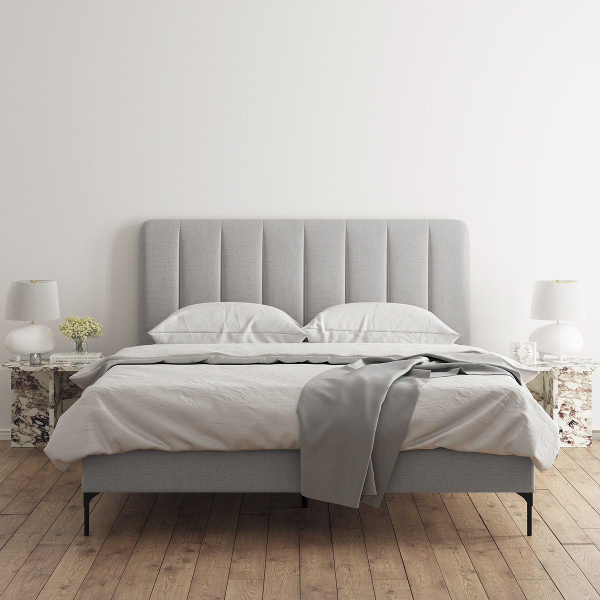 Souffle Upholstered Bed Frame (Grey Fabric)