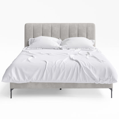 Souffle Fabric Bed Frame (Taupe White Velvet)