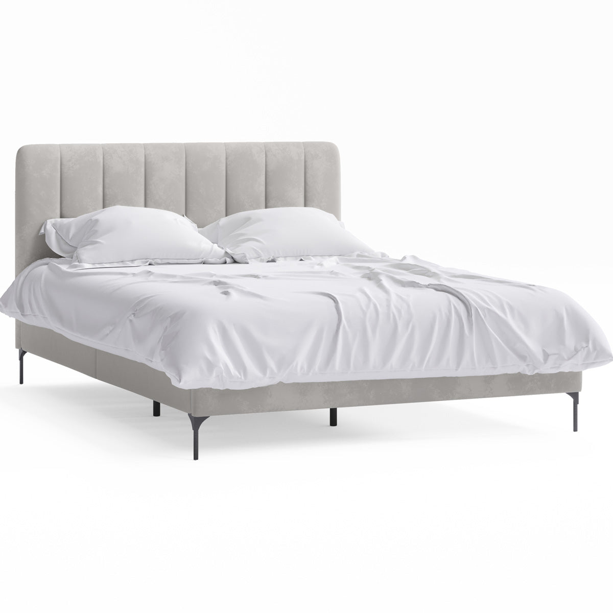 Souffle Fabric Bed Frame (Taupe White Velvet)