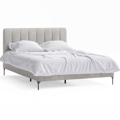 Souffle Fabric Bed Frame (Taupe White Velvet)