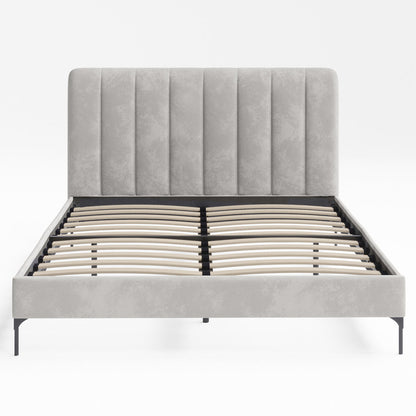 Souffle Fabric Bed Frame (Taupe White Velvet)