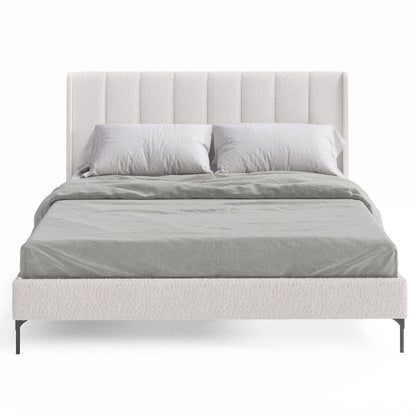 Brooklyn Wing Bed Frame (Ivory White Boucle Fabric)