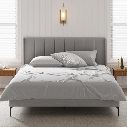 Brooklyn Fabric Wing Bed Frame (Grey)