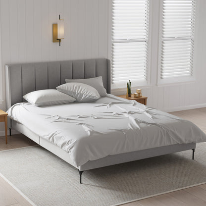 Brooklyn Fabric Wing Bed Frame (Grey)