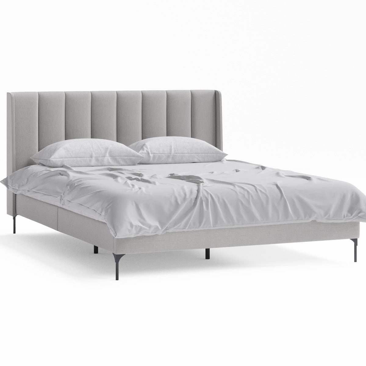 Brooklyn Fabric Wing Bed Frame (Grey)