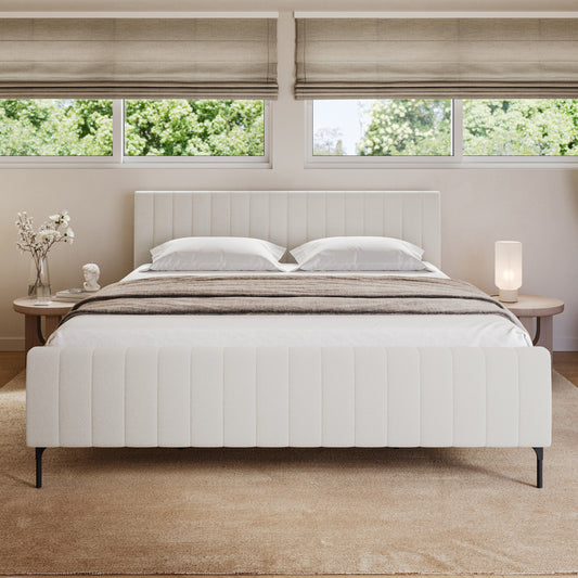 Coco Upholstered Bed Frame (Ivory White Boucle White)