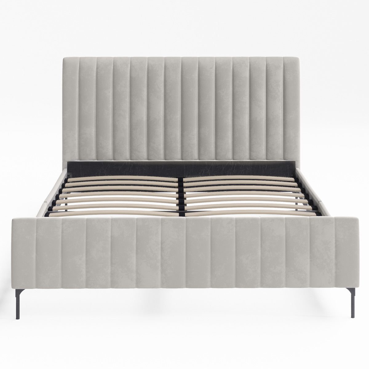 Coco Velvet Fabric Upholstered Bed Frame (Taupe White)