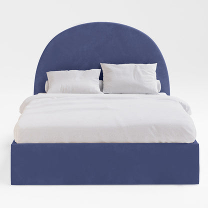 Arch Gas Lift Storage Bed Frame (Navy Blue Velvet)