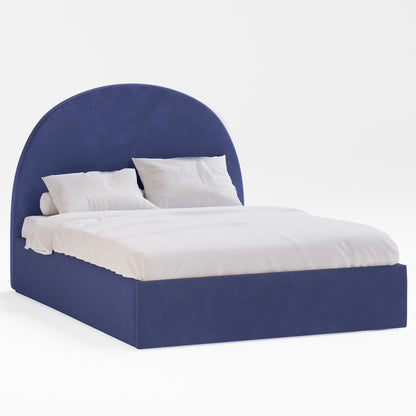 Arch Gas Lift Storage Bed Frame (Navy Blue Velvet)