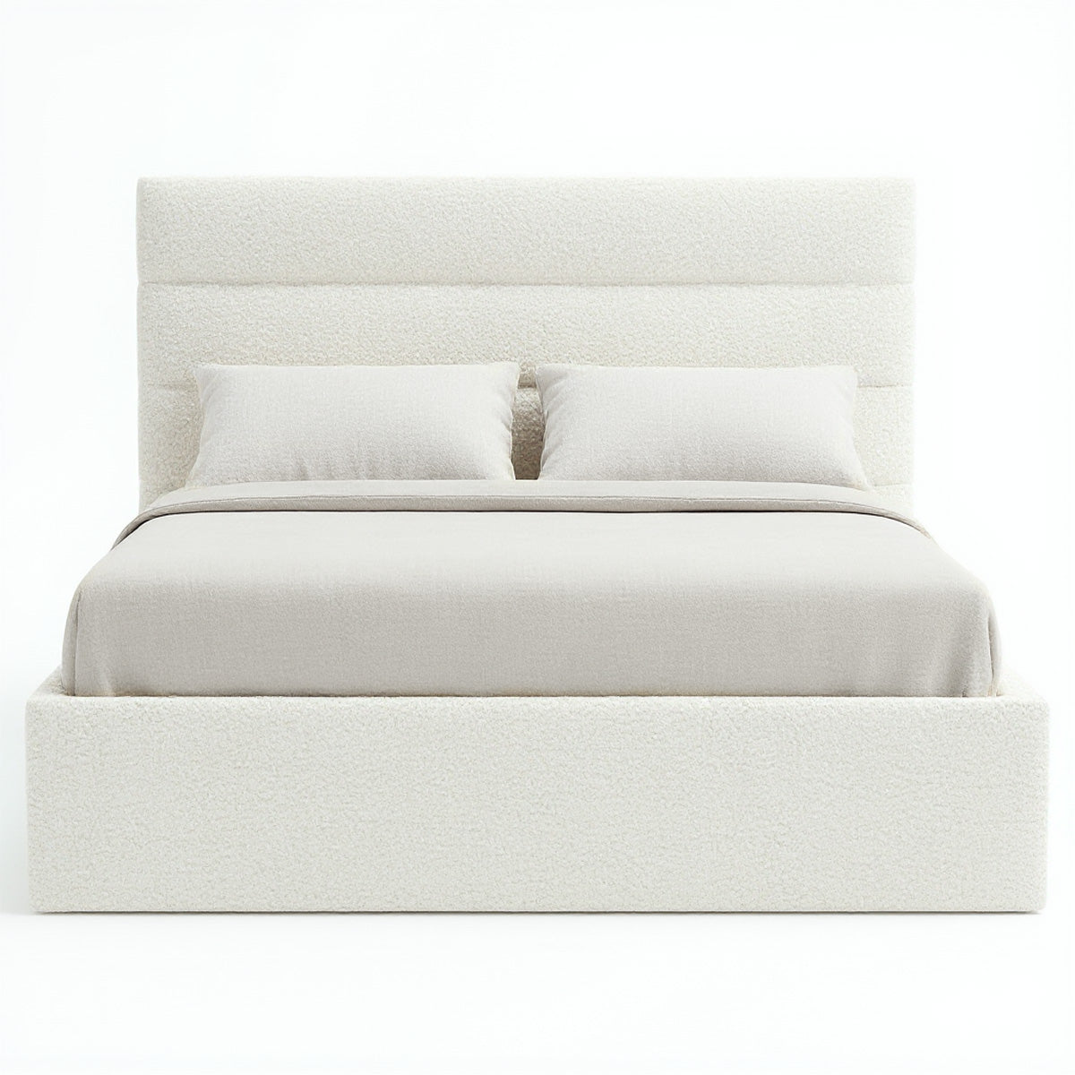 Benny Gas Lift Storage Bed Frame (Ivory White Boucle Fabric)